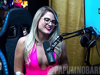 bruna carlos strips naked for the presenter, showing her natural tits and arching her big ass