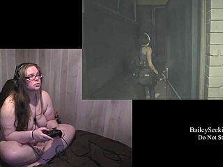 Naked resident evil 3 play through part 2 featuring piercing nude brunette