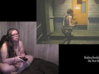 Naked resident evil 3 play through part 2 featuring piercing nude brunette