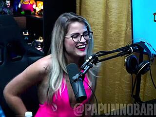 bruna carlos strips naked for the presenter, showing her natural tits and arching her big ass