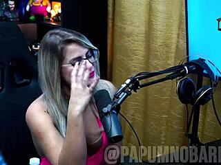 bruna carlos strips naked for the presenter, showing her natural tits and arching her big ass