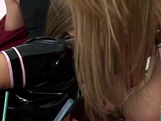 Can you handle these busty milfs in lingerie getting bent over for a group facial?