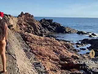 I got my Christmas present early. It was a steamy lesbian blowjob with Brazilian milf outdoors.