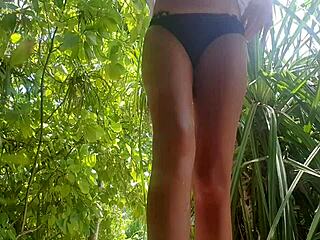 dirty wet curves tease in island solitude