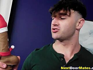 Athletic Gay Men Engage in Bareback Assfucking with Toys During Christmas Rimjob Anal Session