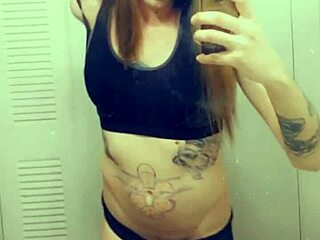 Tranny in satin gropes her clit while crossdressing