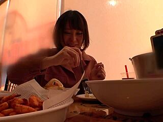 Asian Japanese Amateur Blowjob with Creampie and Shaved Hairless Pussy