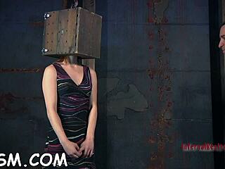 The lady rubs her sissy slave intensely