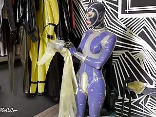 4 Layers of Latex Fetish Play in Tight Corset and Heels