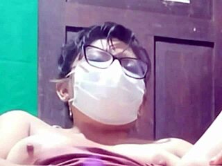 Excited woman uses gifted vibrator for intense homemade session