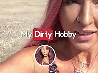 my dirty hobby - redhead gets fucked outdoors with a messy creampie