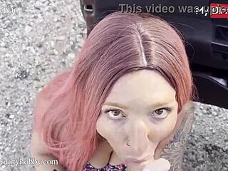 my dirty hobby - redhead gets fucked outdoors with a messy creampie