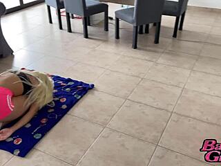 Latina stepmother with big ass does yoga then gets intensely penetrated by stepson at home while husband is away