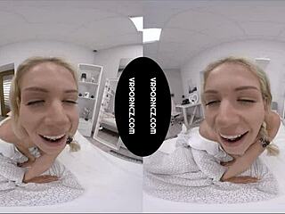 Blonde MILF Takes Big Black Dildo in Tight Pussy in VR Reality