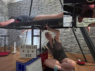 Blonde milf in latex bondage gets multiple ruined orgasms