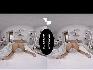 Blonde MILF Takes Big Black Dildo in Tight Pussy in VR Reality