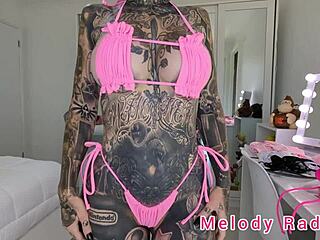 Melody Radford Tries On Pink Ruffled Micro Bikini