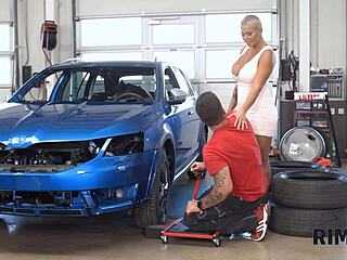 Garage milf shocks husband with intense rimming surprise