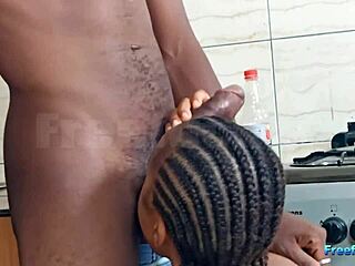 Blonde's rough kitchen fingering drives me wild