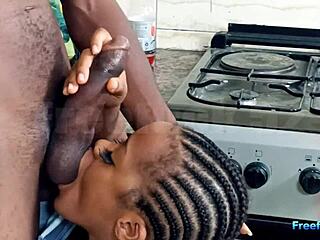 Blonde's rough kitchen fingering drives me wild