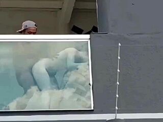 I had sex with my boss on the balcony while his wife was at work, riding his cock hard.