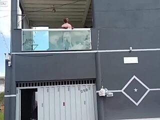 I had sex with my boss on the balcony while his wife was at work, riding his cock hard.