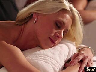 Busty milfs dominate and ride their masseur in a steamy session