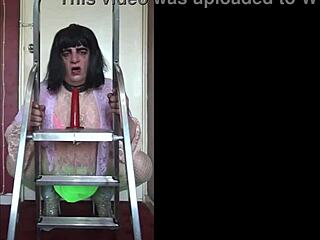 crossdresser teases with intense ass to mouth action