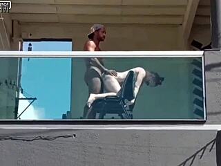 I had sex with my boss on the balcony while his wife was at work, riding his cock hard.