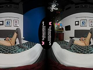 Solo babe Denis always masturbates at home in VR. She shaves and plays with her natural tits.