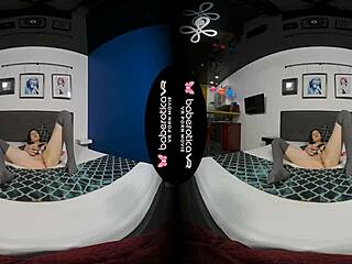 Solo babe Denis always masturbates at home in VR. She shaves and plays with her natural tits.