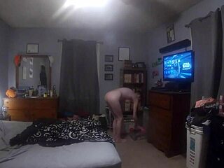 Sexy miss magic tries on her favorite lingerie pieces at home.