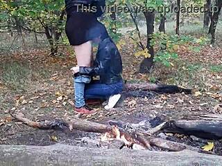 Beautiful Public Lesbian Scene in the Forest by the Fire with Cute Illusion Girls