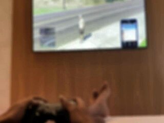 she wanted to play gt4, but i just craved his monster cock in my wet pussy, squirting in red sheer outfit! 😏