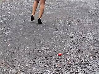 Along the Highway, She Slurps Her Master's Pee While Flashing Passing Cars