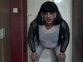 the sissy crossdresser returns to swallow his own piss eagerly