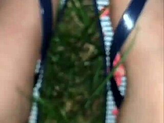 Walking in Hot Night with Nylon Footjob