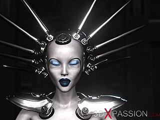 Sci-Fi Alien Dickgirl Dominates Red-Haired Girl in Space Station Restraints!