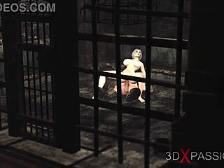 Beautiful Princess In Dungeon Cage Bent Over By Dwarf Knight