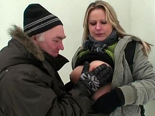 Blonde Teen Feels Intense Pleasure Fucking in Snow, Reaching Orgasm with Uncle