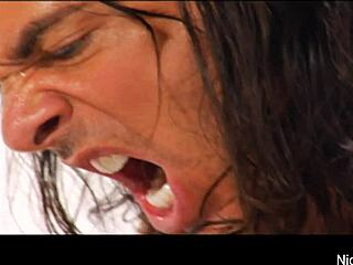 Nick Pounds Brunette in Wild Threesome Facial Fuck!