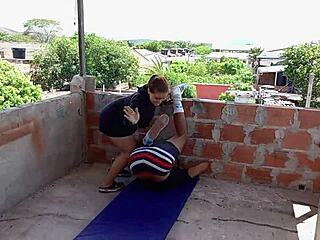 Latina Brunette Bent Over Sucking Monster Cock After Work