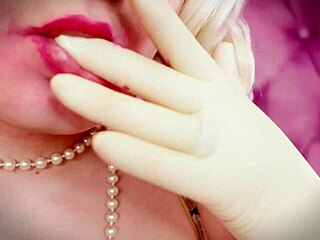 asmr video with milf in double layer gloves showing braces