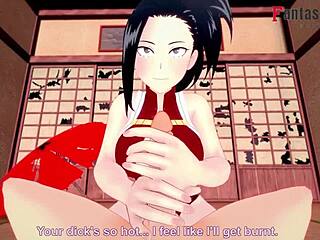 Momo Yaoyorozu gives blowjob and titjob in Boku no Hero