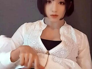 short-haired japanese ladyboy in silent intense anal action video.