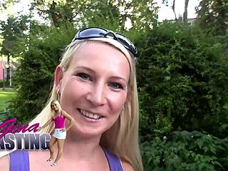 Gina Casting: Blonde Redhead Bent Over Doggy Blowjob