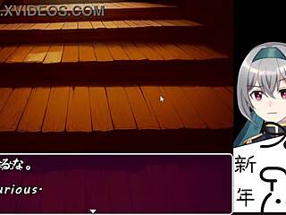 A hero faces the bunny-girl forest trial with machine-translated subtitles