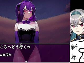 A hero faces the bunny-girl forest trial with machine-translated subtitles