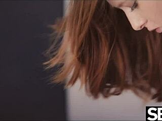 Watch the dominant redhead in shoes seduce the workman with a blowjob. Then she rides his cock cowgirl style, licking her natural tits.