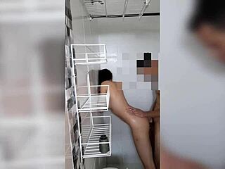 We started in the bathroom and ended up in bed with her bent over for big cock blowjob and doggystyle